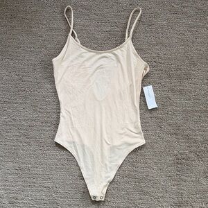 American Eagle Outfitters Cream Spaghetti Strap Bodysuit